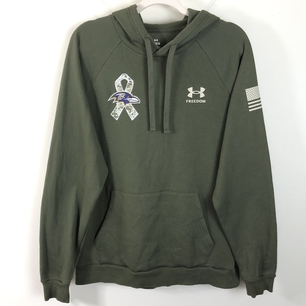 Under Armour Baltimore Ravens Salute To Service Pullover Hoodie Mens L Green NFL